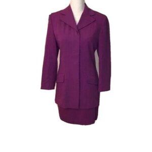 Mondi City Skirt Blazer Set Size 6 Womens Vintage Lavender Wool Blend Lined